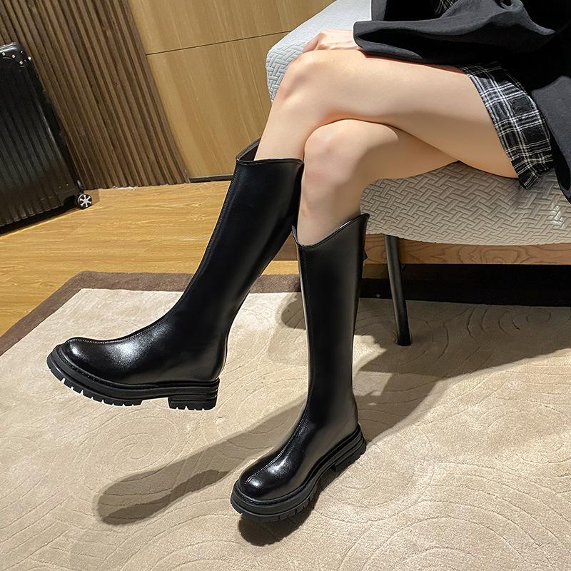

thick-soled boots for women s new autumn and winter small versatile boots for women, but knee-thin inner height-increasing single boots 34 чёрный