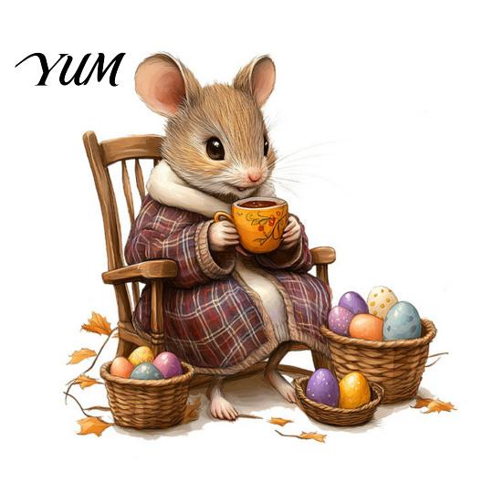 Waterproof Pvc Decals Mouse Wall Stickers, PVC Autumn Retro Fairy Tale Decals, Removable Peel Forest Animal Art And Stick for Kindergarten Indoor