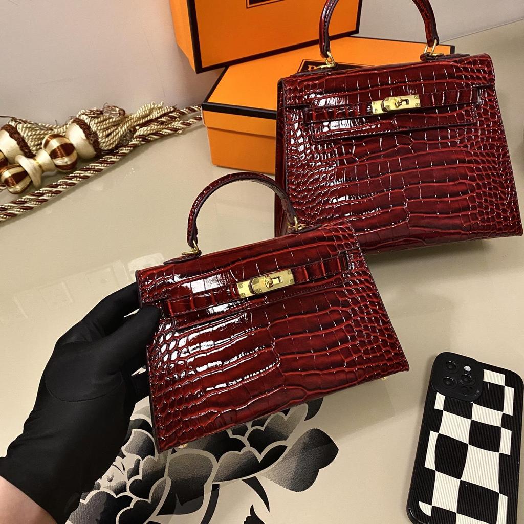 Europese & Amerikaanse Retro Krokodillenpatroon Kelly Enkelbandige Crossbody Tas: High-End, Modieuze, Lichte Luxe Handtas voor Dames