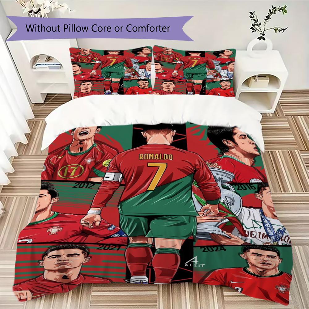 Set Copripiumino con Modello C Ronaldo Copripiumino Federa Decorazione per la Casa Regalo di Compleanno (1 * copripiumino + 2 * federe senza imbottitura)23