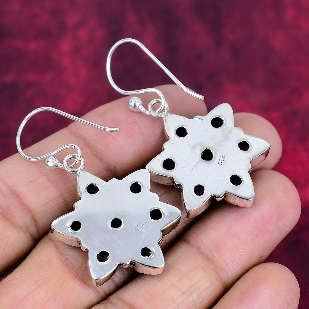 Cercei cu turcoaz și cupru violet, bijuterii din argint 925 masiv, cercei cu pietre prețioase, cadou pentru ea, bijuterii delicate lucrate manual