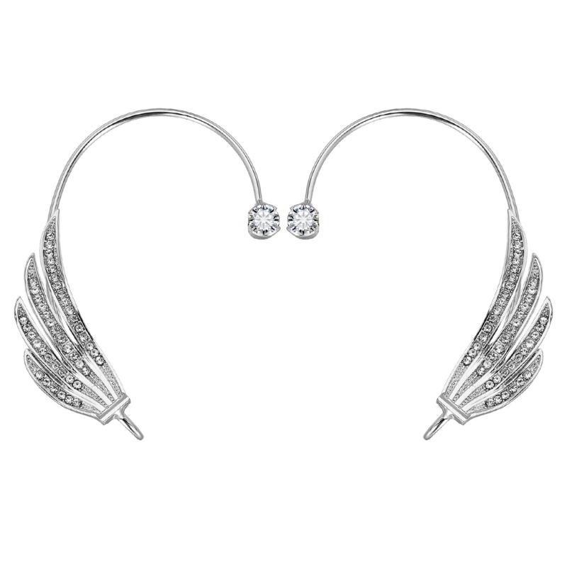 Dainty Rhinestones Earring Angel Wing Wrap Crawler Ear Cuffs Earring Climber Wing Ear Cuff Earrings for Women Fashion