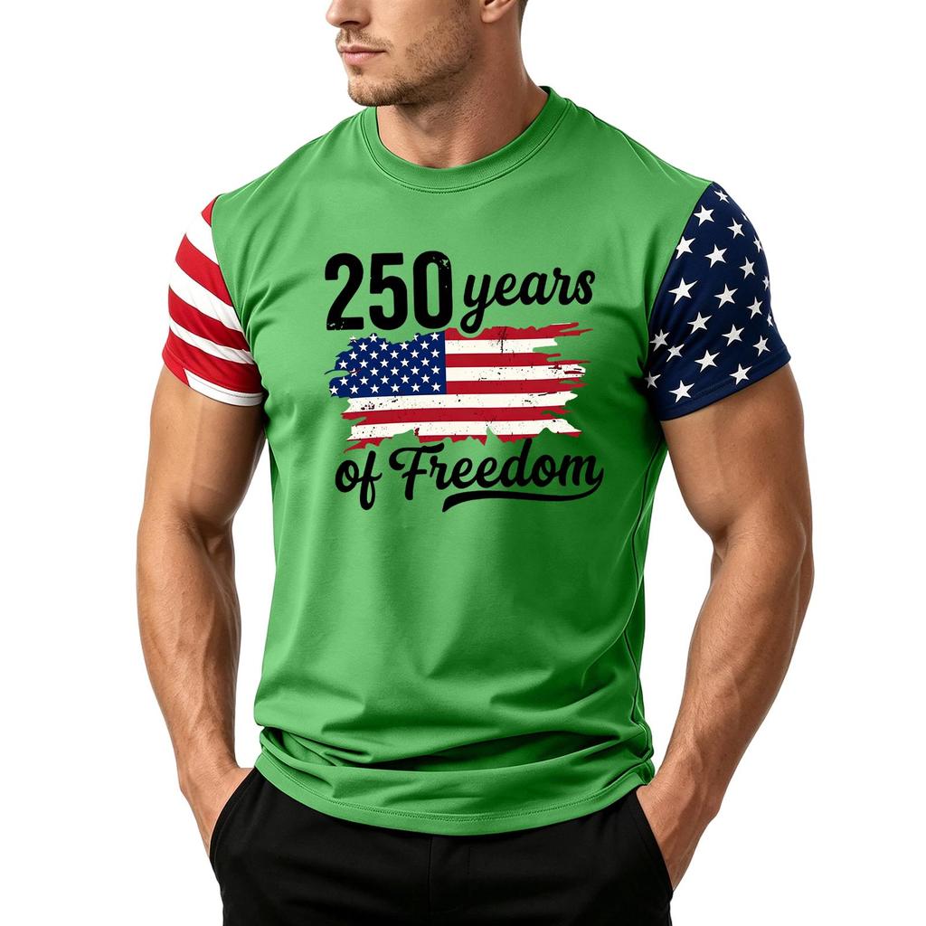 Men's Independence Day Flag Print Short Sleeve T-Shirt, Loose Casual Daily Summer Tops