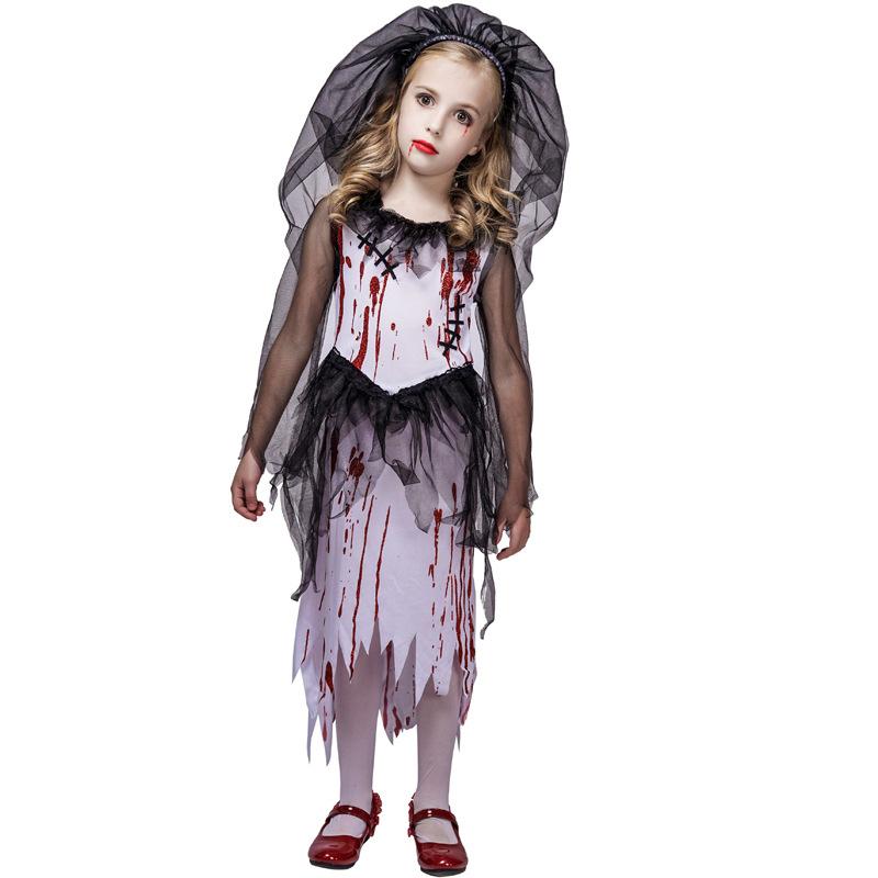 

Ghost Kid Bloody Bride Halloween Costume Cosplay Outfit Role Play Prop Party M(7-9Y)