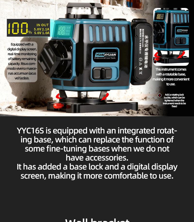 Cross New 16-Line Multifunctional Rotating Laser Level with Infrared Technology