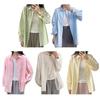 Women Long Sleeve Casual Shirt Loose Lapel Button Blouse