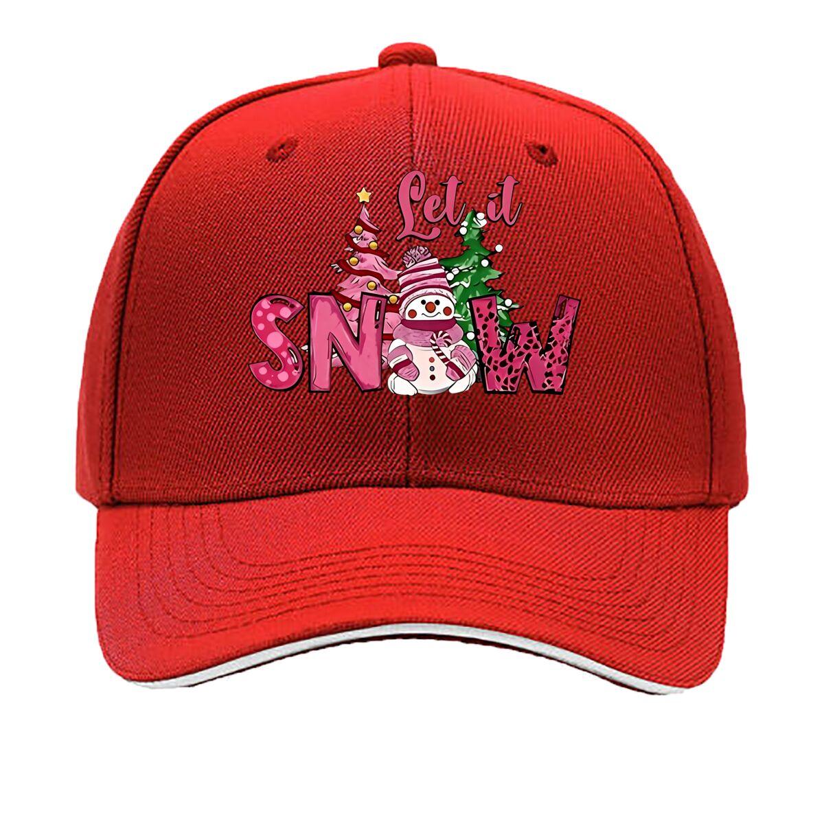 Christmas Themed Baseball Cap Festive Let it SNOW SnowUnisex Christmas Tree Print Vintage Adjusta Sandwich Baseball Cap One Size