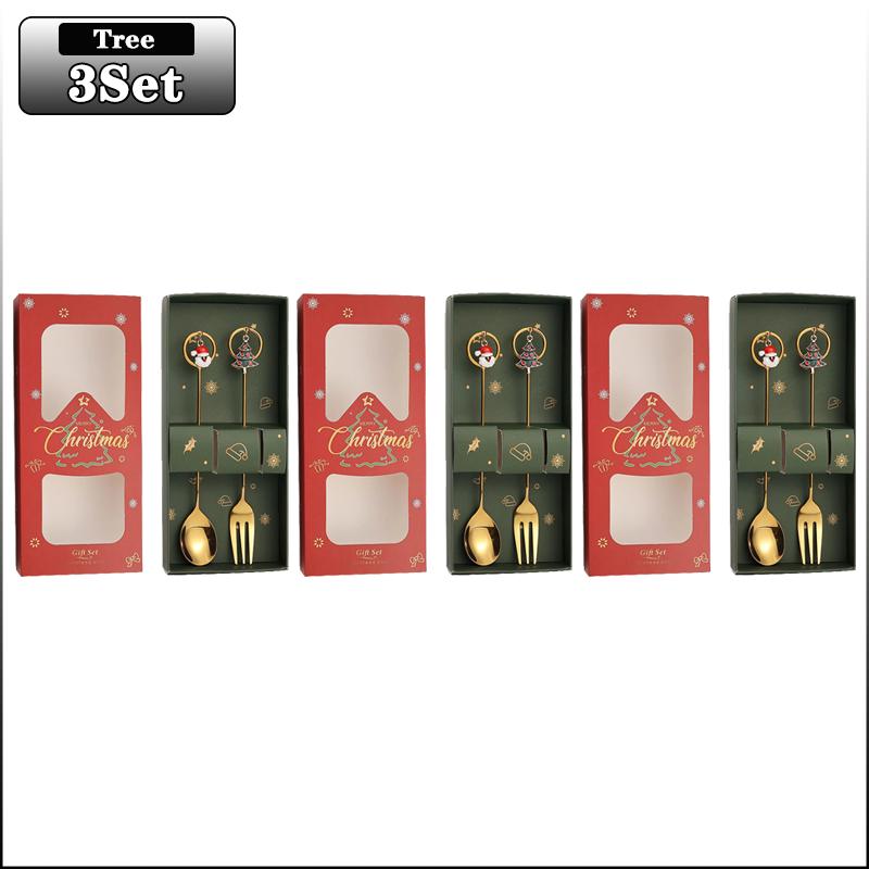 20Sets Christmas Spoon Set Cute Christmas Gift Cutlery Two Sets Father Christmas Doll Dessert Spoon Cutlery Set Christmas