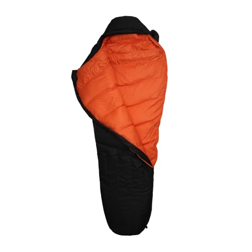 DERWAY Winter Down Sleeping Bag (220*85 Cm) Wide Mummy Style, 680FP Down Filling, -15℃~3℃, Includes Pillow, Four-Season Use, Compact Storage Bag Inclu