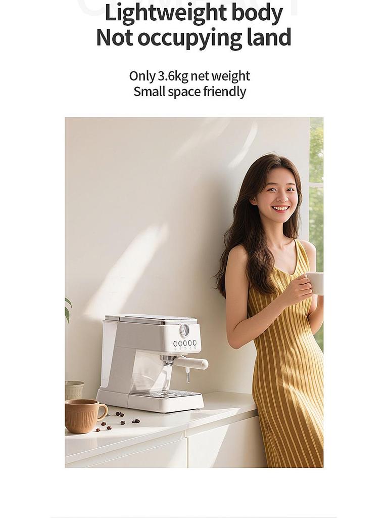 Macchina da Caffè Espresso Italiana Semiautomatica Transfrontaliera con Estrazione ad Alta Pressione e Montalatte Integrato