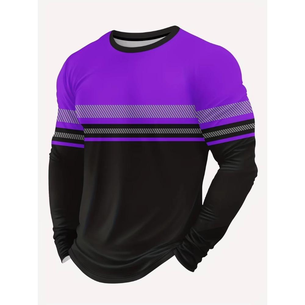 Men's Print Secure Logo Color Block Design Long Sleeved T-Shir Fashion Spring Autumn Daily Casual Work Wear Men's Tops