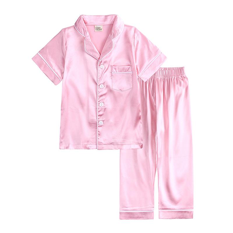 Summer Children's Imitation Silk Homewear Boys' and Girls' Silk Baby Ice Silk Pajama Set