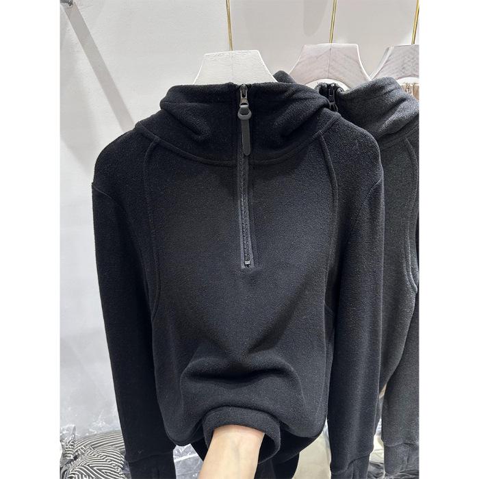 270g Thickened Korean Style Hooded Brushed Base Layer Shirt for Women - Autumn/Winter 2025