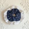 Korean Denim Floral Scrunchie: High-End Elastic Hair Tie 2025