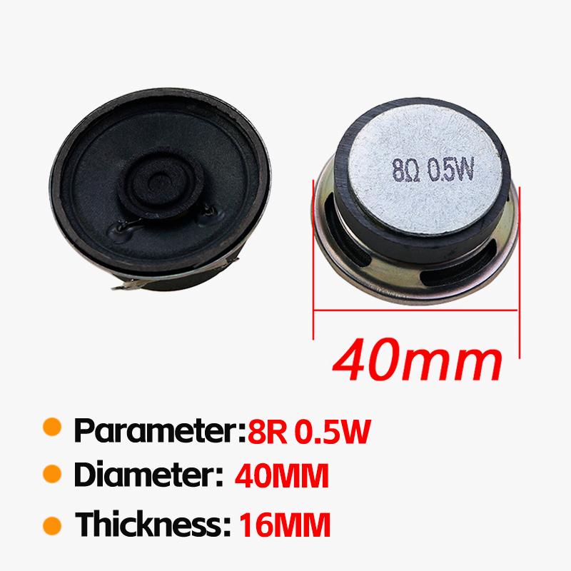 2pcs 8R 0.5W Speakers Various Sizes 20mm-66mm Diameter for Audio Equipment Replacement