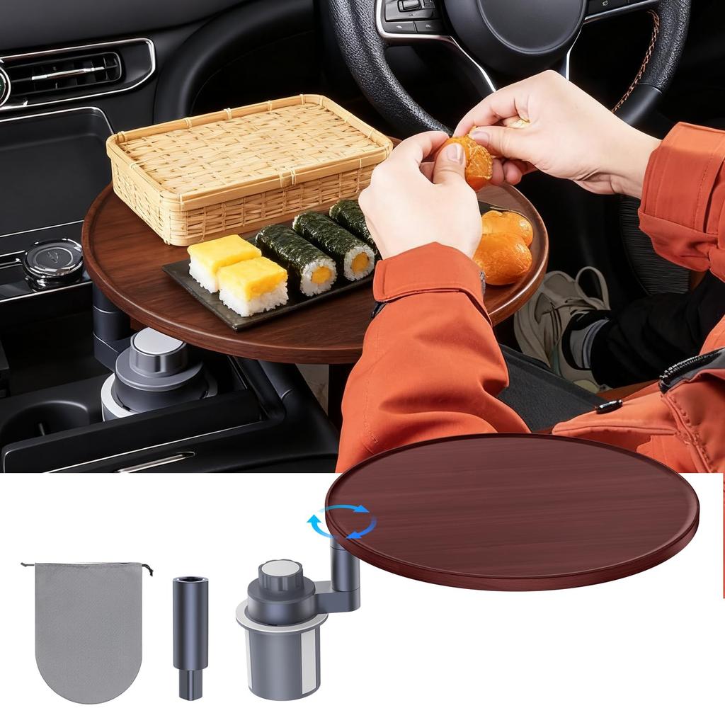JADO Car Attaches to Drink Fits Car Computer Magnetic Adjustable Birch Wood Top with Aluminum Easy Installation Table, Holder, Passenger/Back