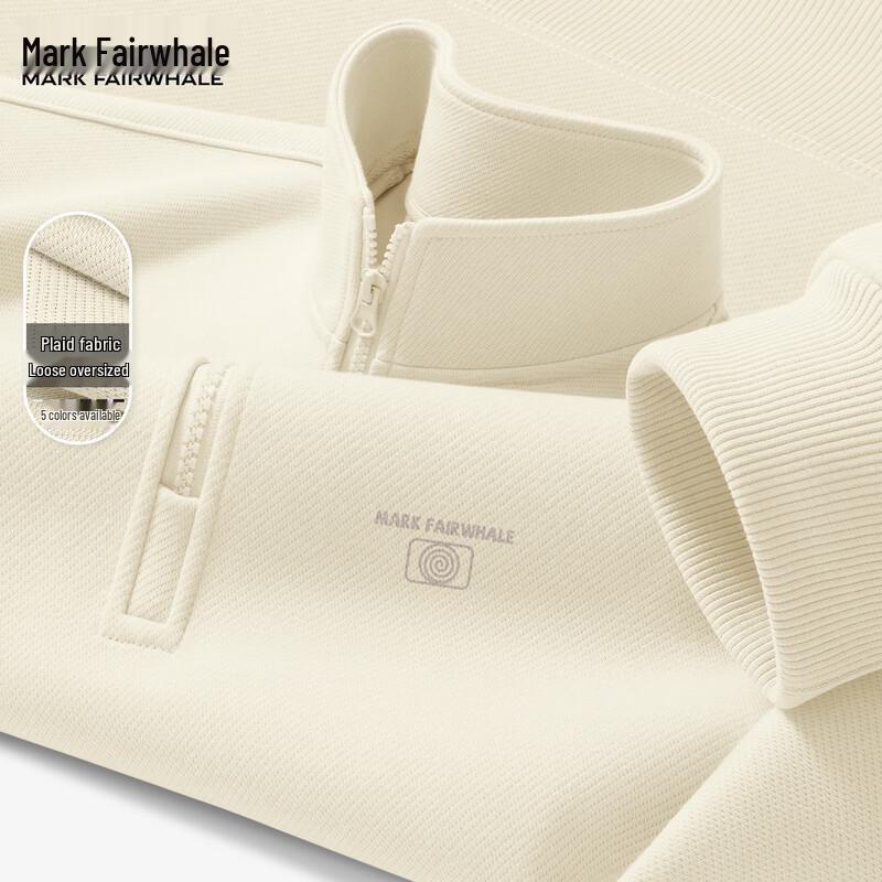 Mark Fairwhale Men's Loose Fit Half-Zip Stand Collar Sweatshirt