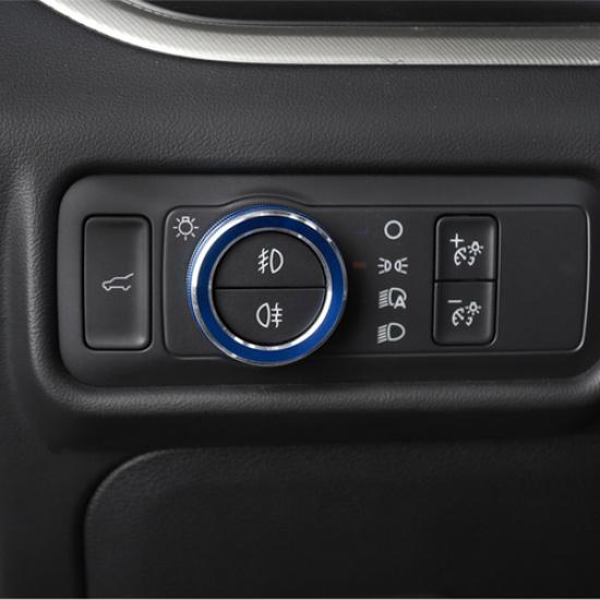 Alloy Blue Headlight Switch Adjust Knobs Ring Cover for Ford Explorer -