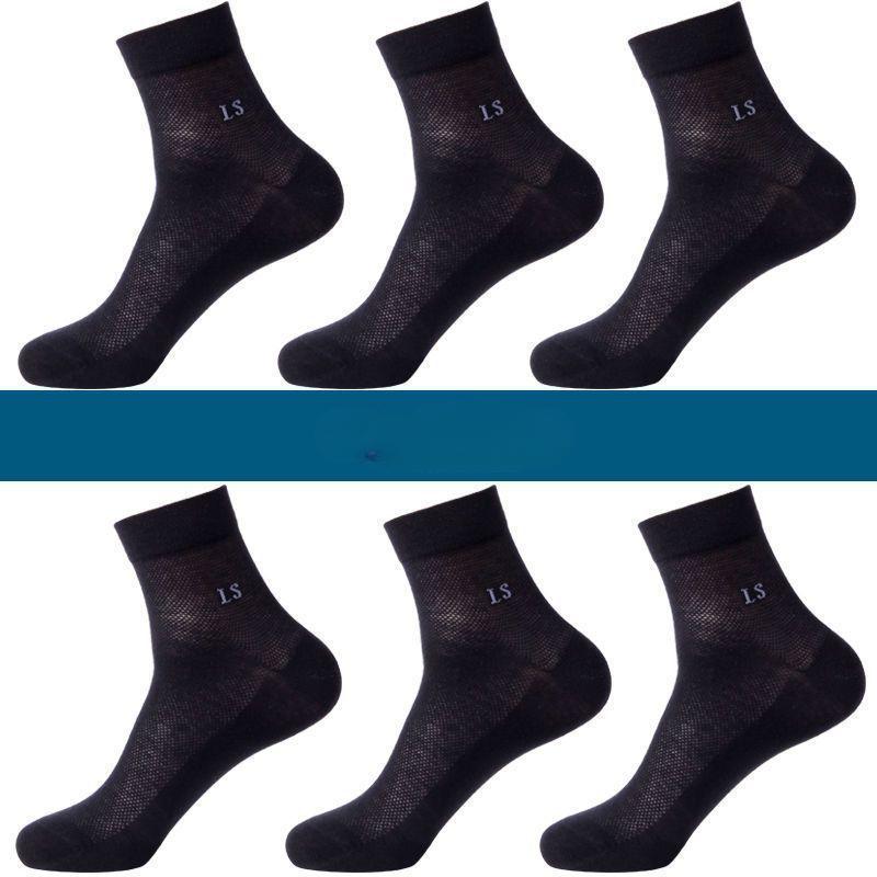 6 Pairs Men's Mid-Calf Socks Ultra-Thin Mesh Breathable Casual Anti-Odor Absorbent Summer Cotton Socks Comfortable All-Match Footwear