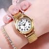 Vintage Large-Digit Quartz Watch with Stretchable Steel Band, Waterproof, Unisex for Middle-Aged and Elderly