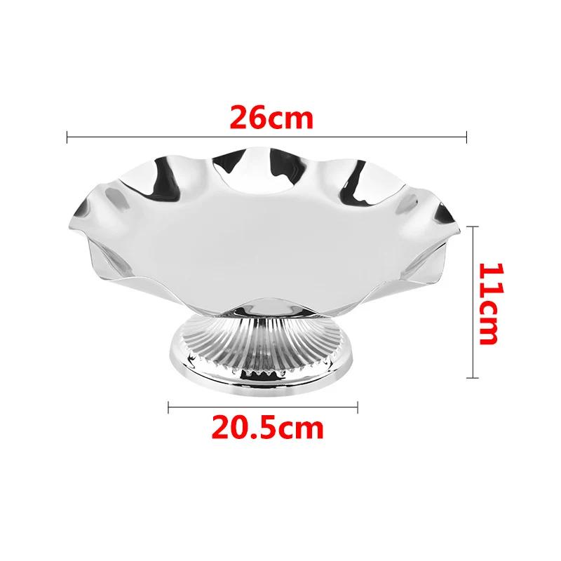 304 Stainless Steel Tall Luxury Home Candy Snack Dish Metal Party Club Cake Fruit Storage Decoration Tray Cake Cookies Plate
