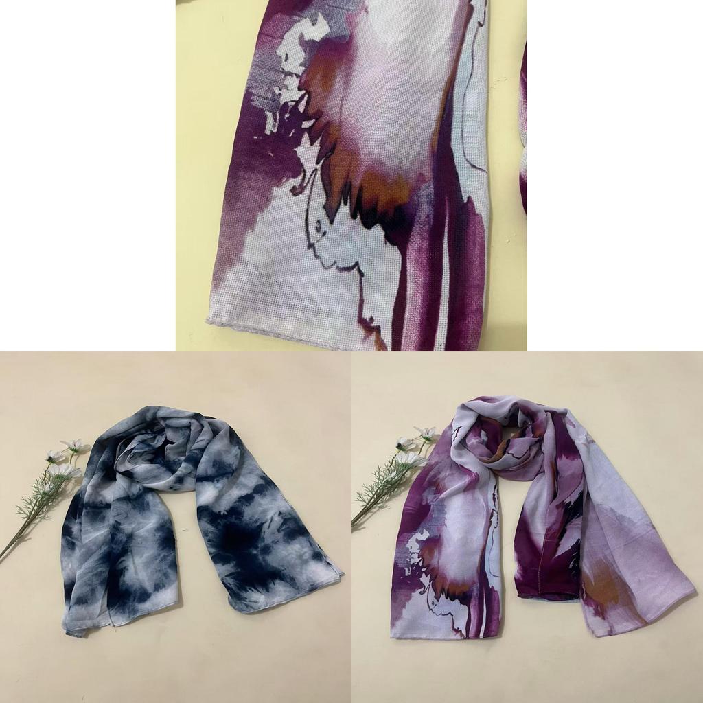 Cotton Doublesided Printed Gradient Scarves For Women Men With Warmth And Sun Protection