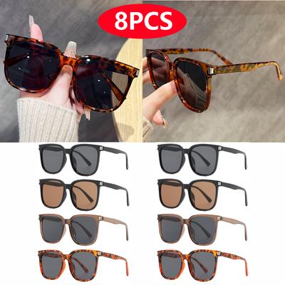 8pcs Oversize Sunglasses Women Luxury Square Retro UV Resistant Unisex Personalized Glasses Sets Rectangular Frame