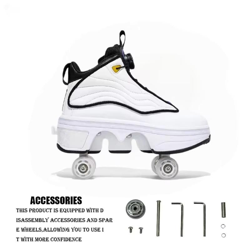 PONERAIT Roller Shoes Adult Unisex Retractable Four Wheels Walk Shoe Girls Boys Parkour Sneaker Stylish Skate With Brake