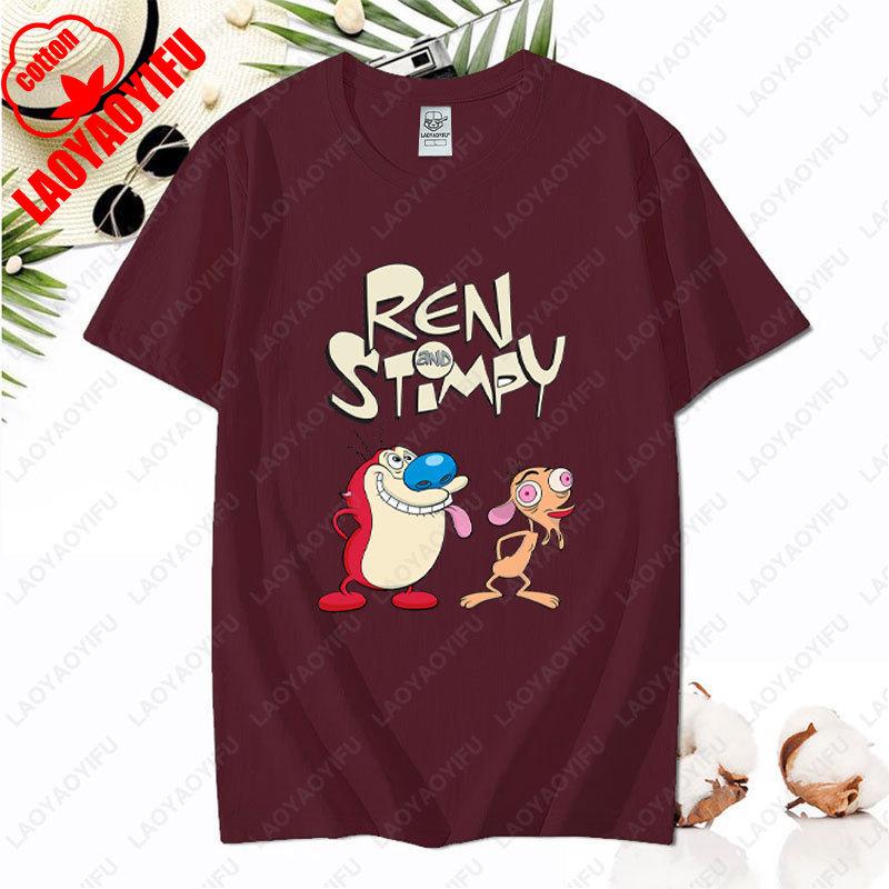 90s Ren Stimpy Show Nickelodeon Nicktoons Dial Cartoon Tshirt Vintage Classic Fashion Streetwear Cotton All Match Unisex Tees