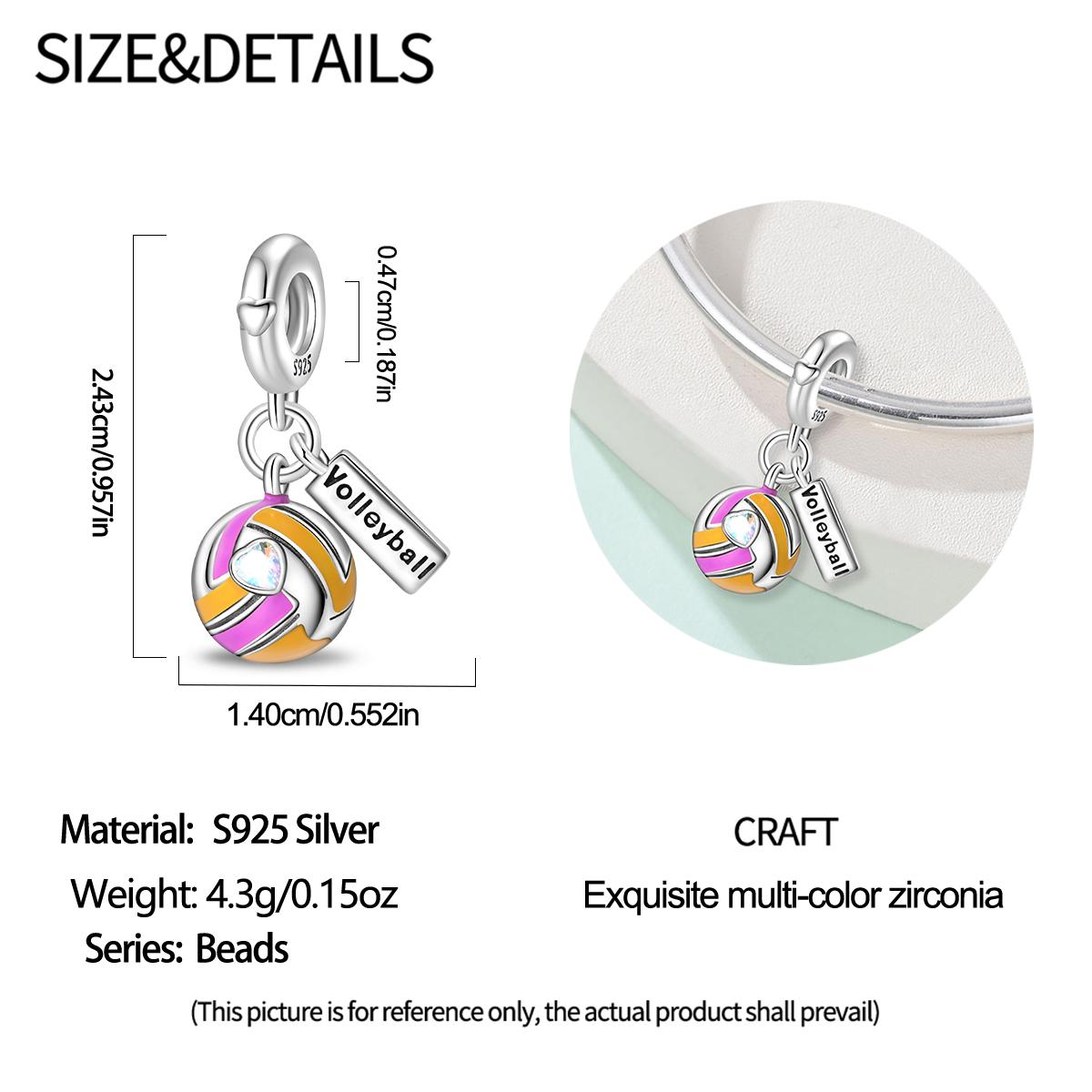

925 Silver Sports Pendants Golf Boxing Baseball Table Tennis Charms Beads for DIY Bracelet Jewelry Gift