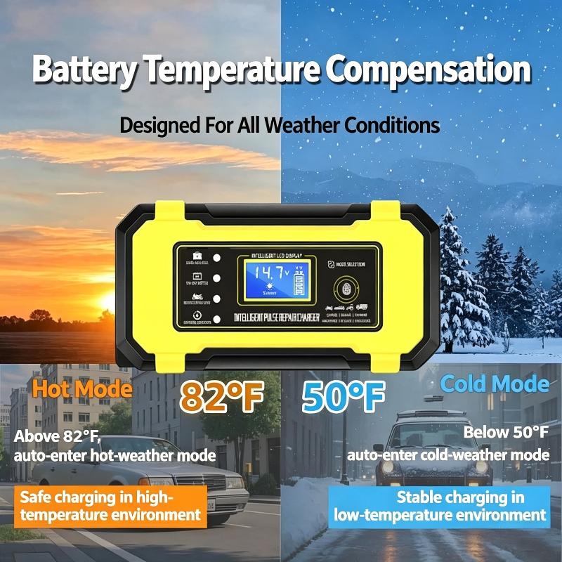 12V Smart Battery Charger And Repair Kit, Pulse Repair Charger 12V 4-100Ah, Portable Car Charger,Car Battery Charger