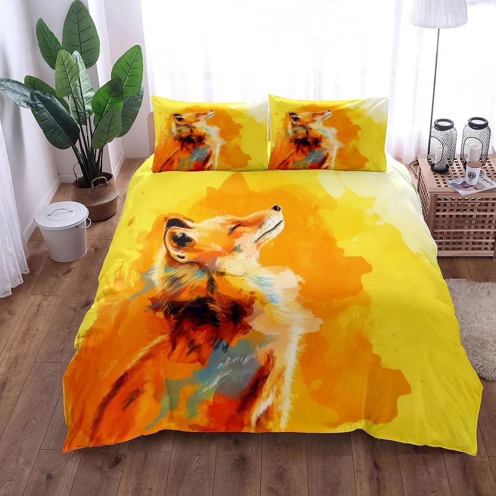 Retro Foxes Duvet Cover Set EU Single Double King US Twin Full Queen Size Bed Linen Set