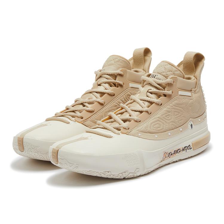 new 361° Joker Yokei Generation One Basketball Shoes Men Mid Top Lotus Seed White/Apricot Tea Brown