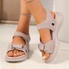 Large size casual sandals women's summer new sports style Velcro one-character comfortable fish mouth sandals