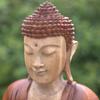 Buddha Statue Thinking Hand-Carved Suar Wood 25cm