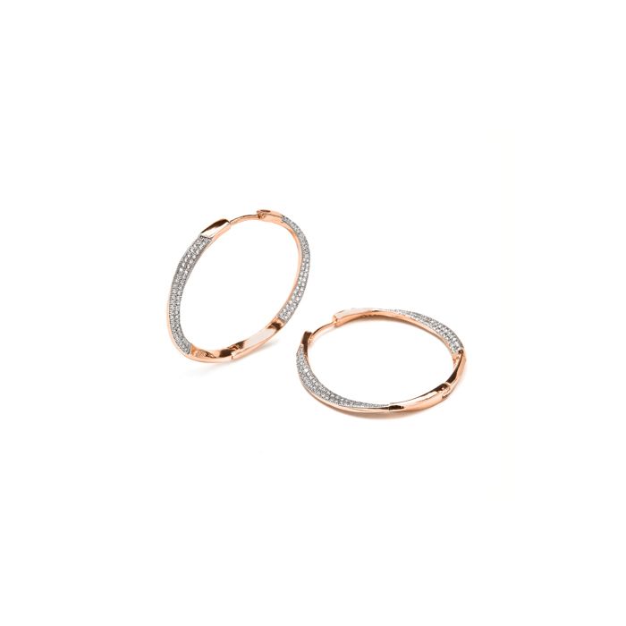Boucles d'oreilles - LUXENTER - Riyu - Or jaune 18k - Zircone rouge - Dormeuse 37,4×22 mm