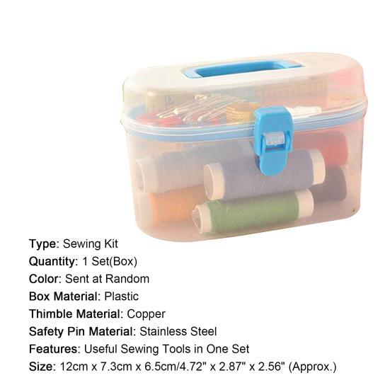 Thread Threader Needle Tape Measure Scissors Thimble Sewing Kit Needlework Box