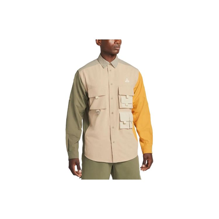 

Nike Acg Dri-Fit Uv Devastation Trail Однобортная куртка с цветными блоками и несколькими карманами Мужские куртки Коричневые DN3936-247
