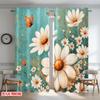 2D Flachdruck 2 Stück Vorhang Party Fenster Vorhänge Frühlings Gänseblümchen und Schmetterlinge Digital Bedruckt Polyester Vorhänge Geburtstag
