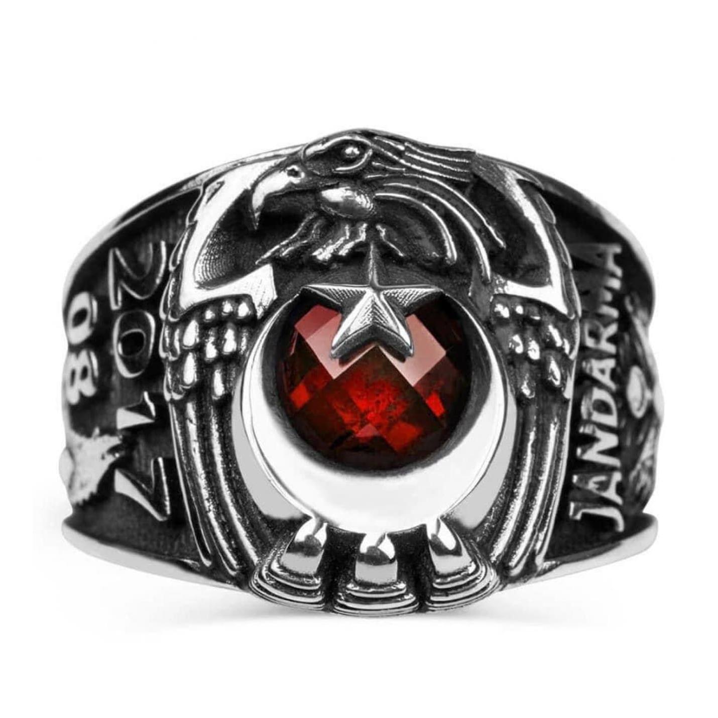 

Кольцо для жандармов с мотивом головы орла и серым волком