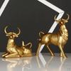 1 Pair Statue Bull Sculpture Figurine Lucky Craftwork for Bookshelf Desk Living Room Christmas Gift