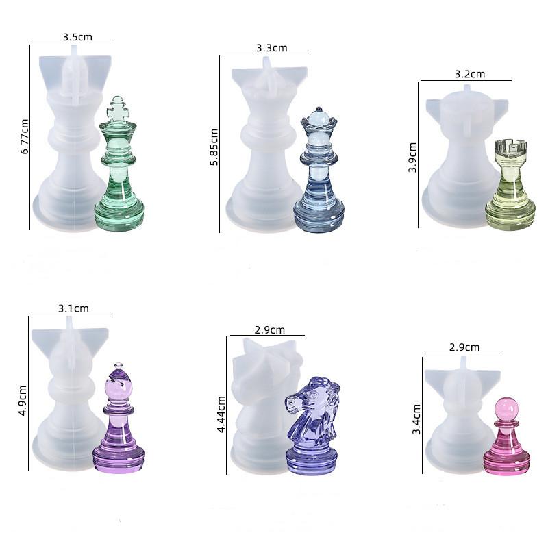 6Pcs/Set DIY Crystal Epoxy Resin Mold 3D Chess Piece Silicone Mould For Resin