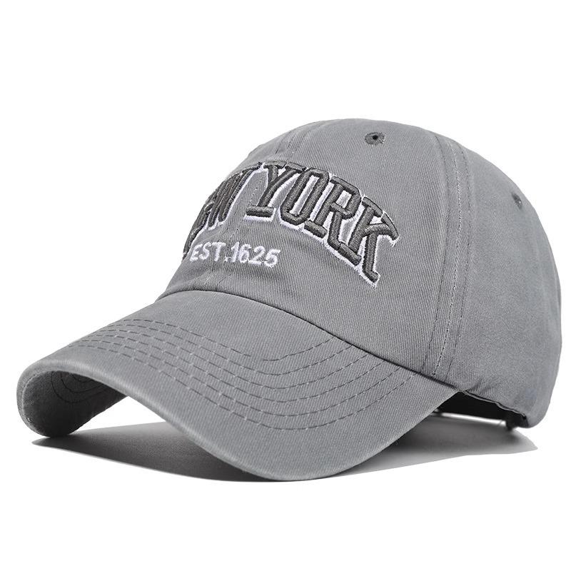 Retro English Letter Embroidered Baseball Cap New Style Wash Cotton Denim Baseball Cap Men and Women Sun Protection Sun Hat
