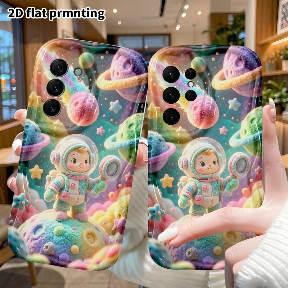 Phone case: 2D flat, suitable for Samsung Galaxy A34 A35 M05 M06 S20 S22 S21 FE Plus 5G protective case, space little astronaut, perfect Christmas and