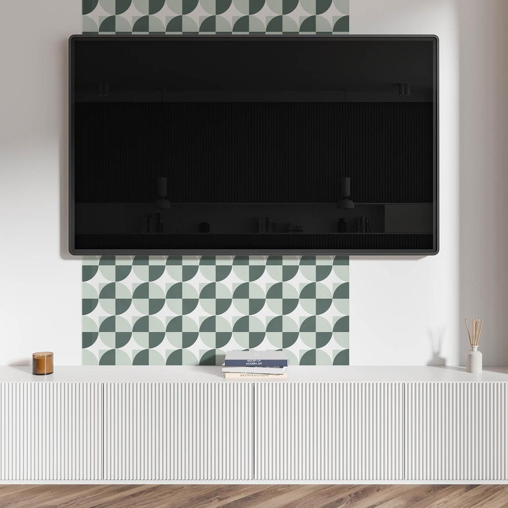 Panel Z Nadrukiem Winylowy Samoprzylepny 100X50 Cm Geometria Okręgów I Kwadratów