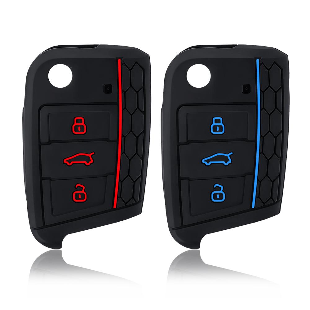 Car Key Case Silicone Cover For Vw Golf 7 Mk7 3 Buttons Flip Folding Remote Key Fob For Seat For Skoda Car Accessories