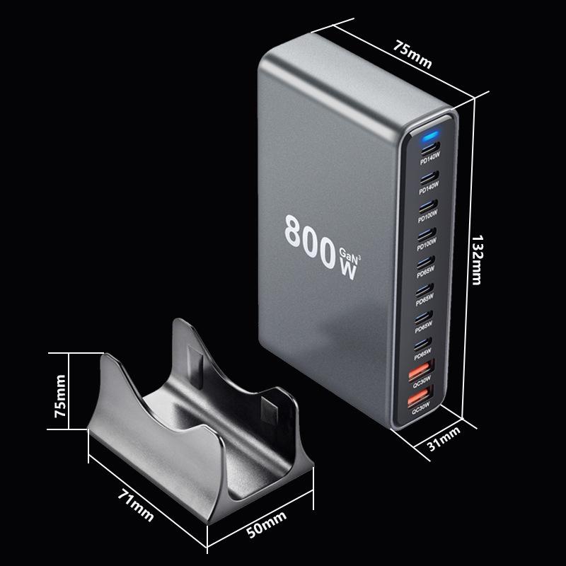 800W GaN Multi-Port Charger for Smartphones, Tablets, Laptops, Desktops - PD Fast Charging Station.