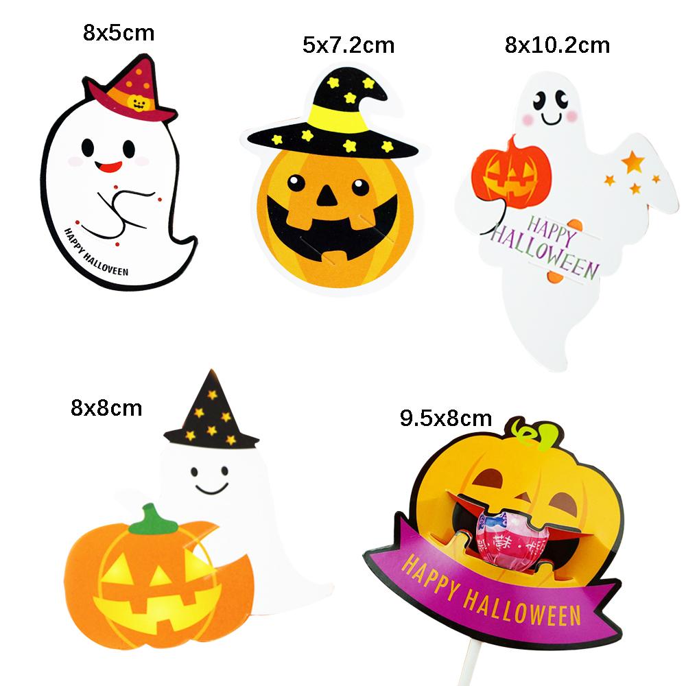 50Pcs Halloween Candy Box Lollipop Packing Card Pumpkin Ghost Card For Diy Halloween Party Decoration Favors Halloween 2024