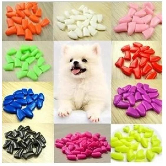 Lots 100pcs 14 Colors Soft Dog Pet Nail Caps Claw Control Paws off + 5pcs Adhesive Glue Size XS S M L XL XXL Free Shipping