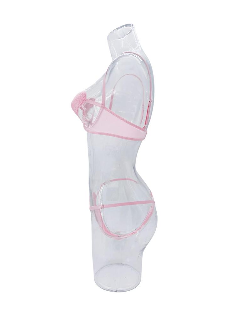 Sheer Desire Exposed Bust Lingerie Set – Alluring Hollow-Out Bra